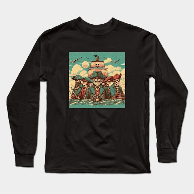 Pirates Club Long Sleeve T-Shirt by growingartwork